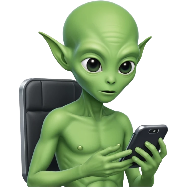 a alienígena digitando o celular emoji
