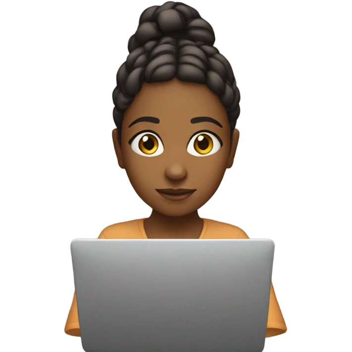 Pretty brown girl coding on a computer emoji