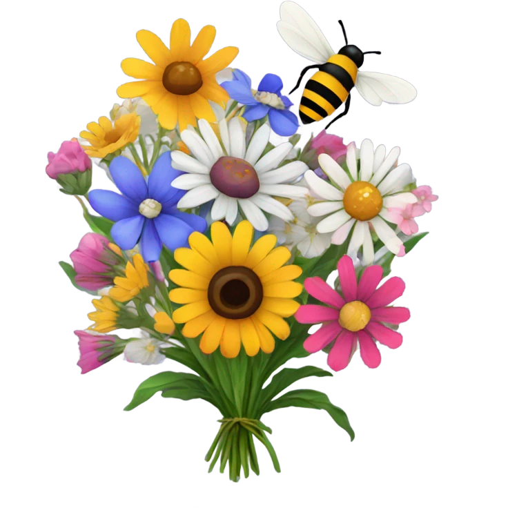 Bouquet wildflowers with small bee  emoji