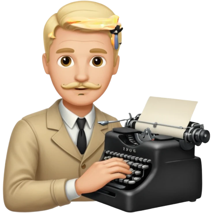 moustache blonde man with vintage typewriter emoji