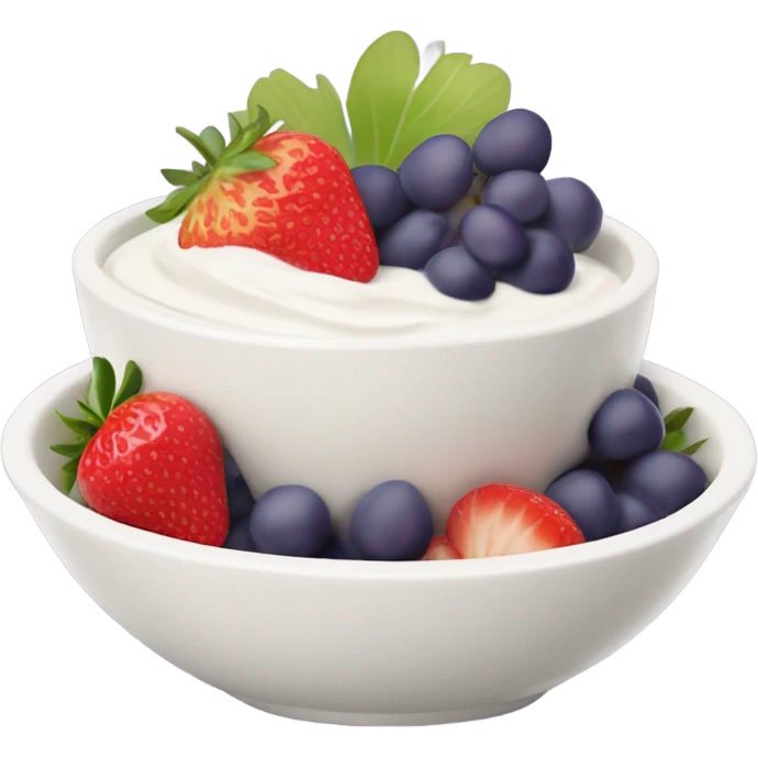 fruit yogurt bowl with strawberries and grapes emoji