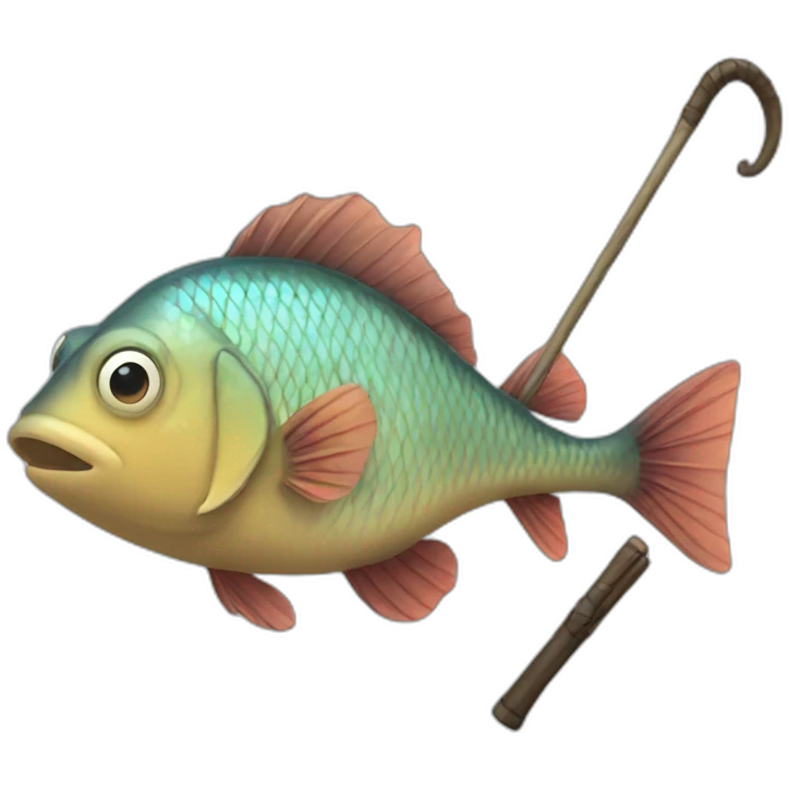 trans fish with walking stick emoji