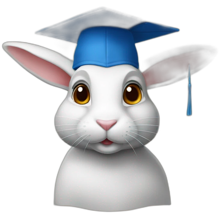 Ukrainian rabbit student in a square academic cap emoji