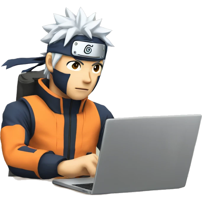 naruto coding with laptop emoji
