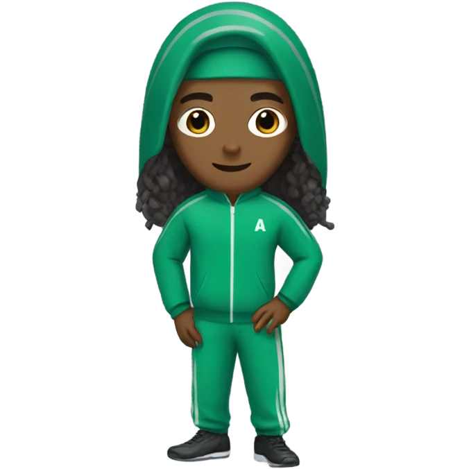 Squid game player in Long hair and green track suit emoji
