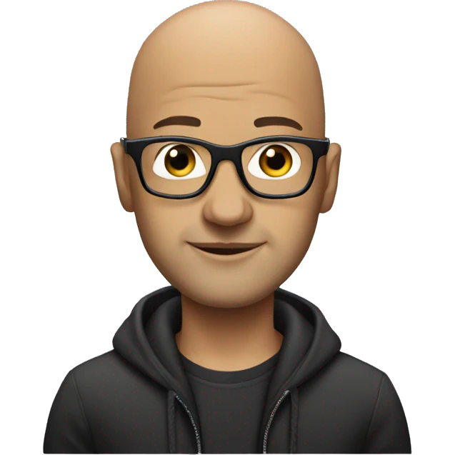 A bald dj with glasses emoji