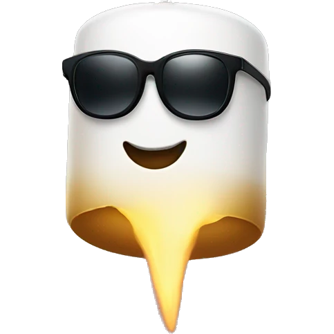 Smiling marshmallow wearing black shades and gold necklace  emoji