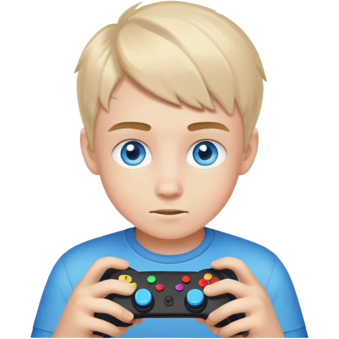 Blue eyed boy playing video game emoji