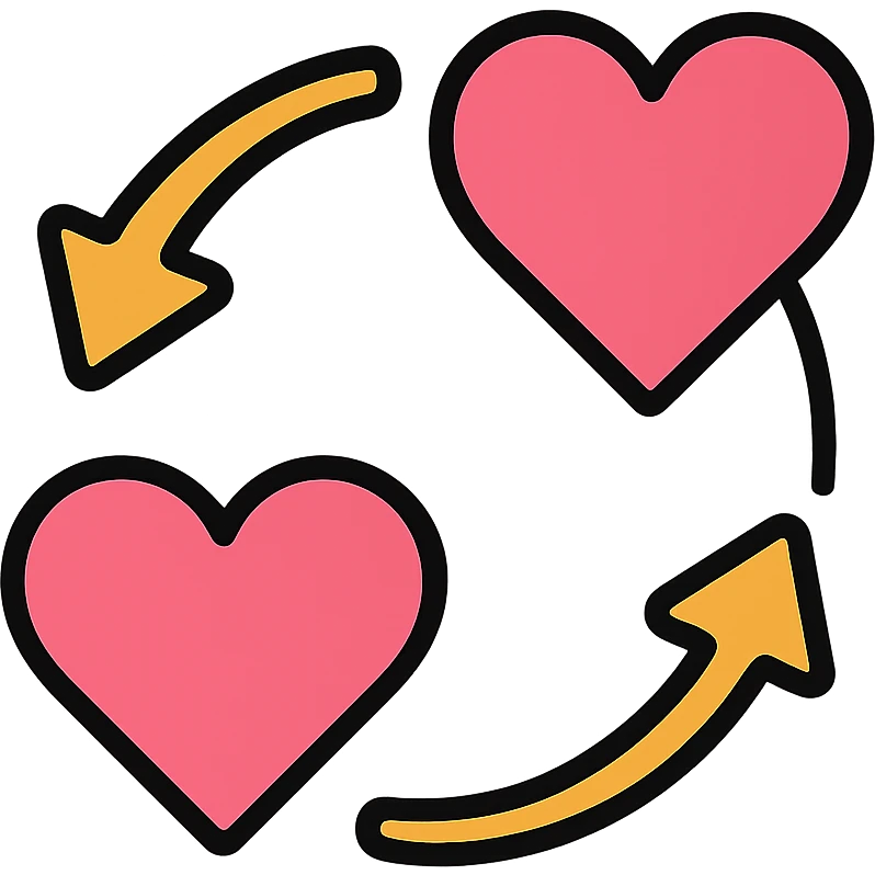 Two pink hearts spinning in a circular motion together emoji