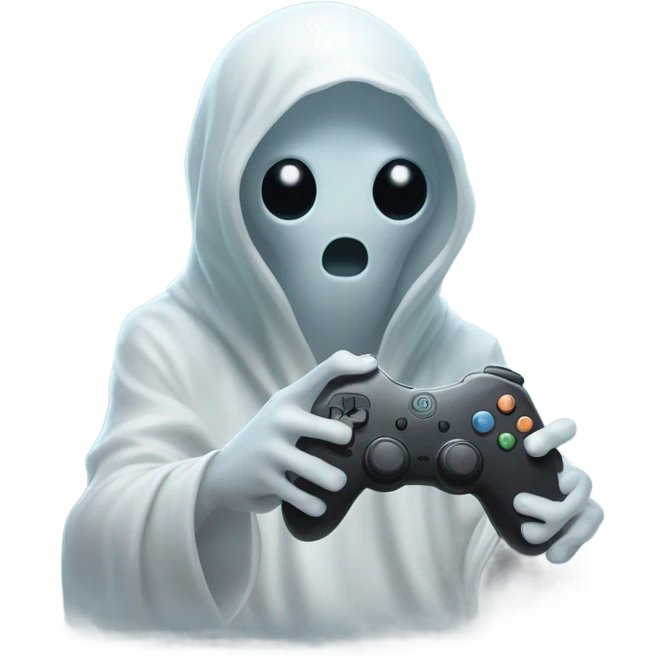 sad ghost playing video game emoji