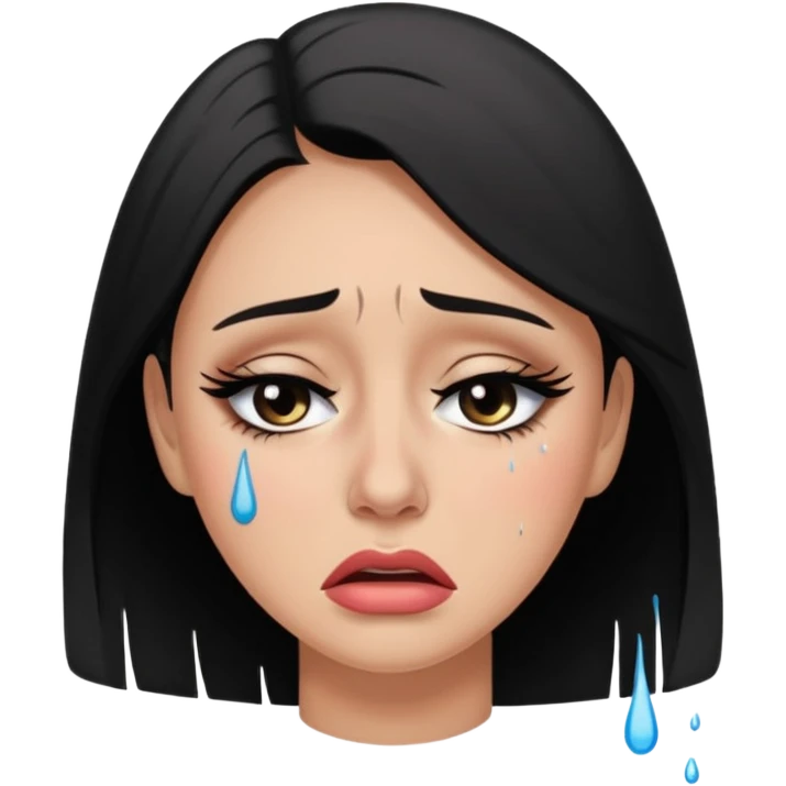 Woman crying with makeup running down face emoji