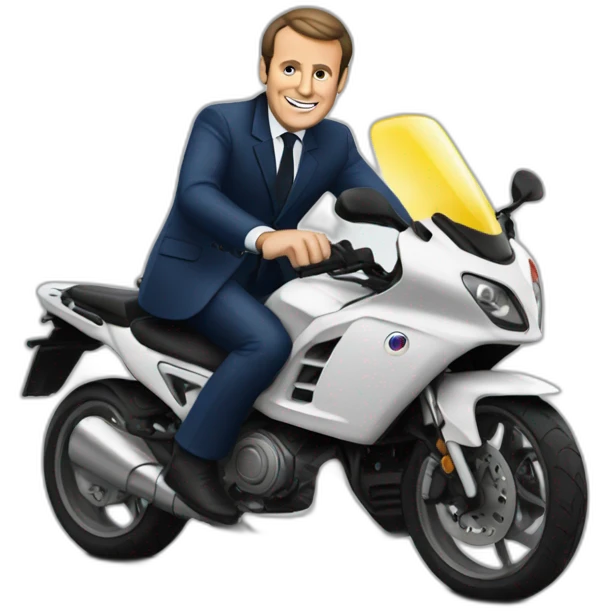 Macron sur une moto emoji