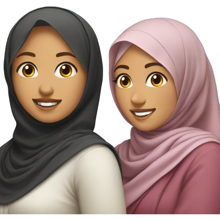 One young women in hijab and another young women in saree smiling together  emoji
