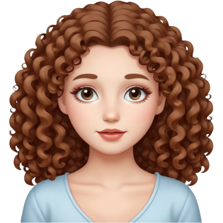 longer curly hair, and pretty withe makeup on giving clean girl vibes emoji