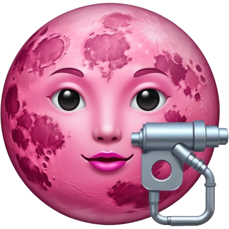 a pink full moon with a pink fuel pump, the fuel pump tube should be connected to the pink moon emoji