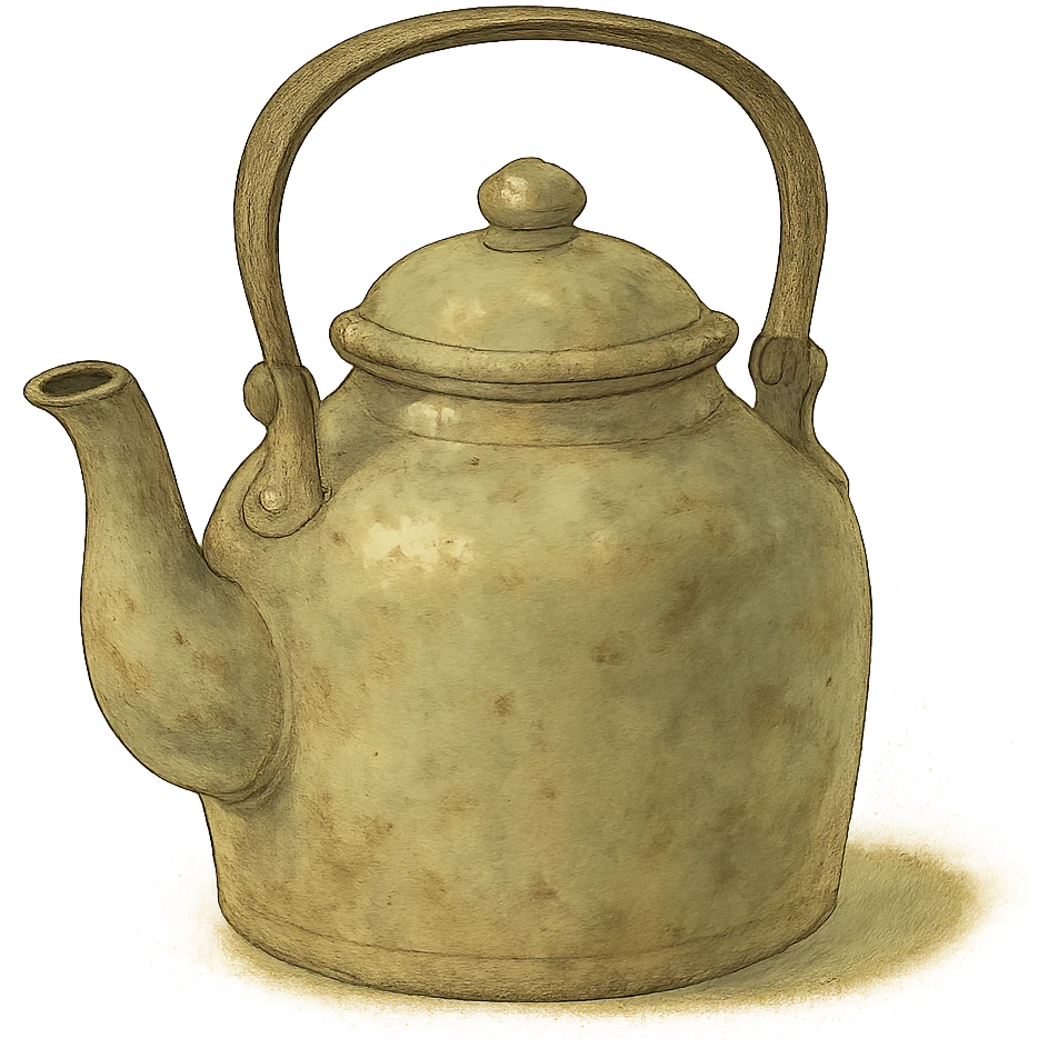 vintage teapot, natural colors, soft, fairy-like atmosphere, no background, square size emoji