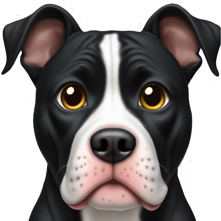 Black dog American Pitbull terrier mixed with super mutt face emoji
