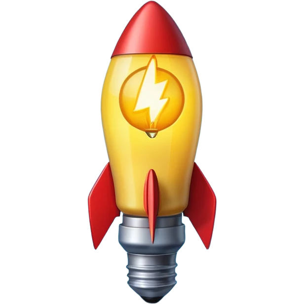 An emoji representing entrepreneurship, featuring a dynamic rocket angled upward for ambition and growth, alongside a glowing lightbulb symbolizing creativity and innovation. Sleek, modern, and vibrant to capture the essence of visionary thinking. emoji