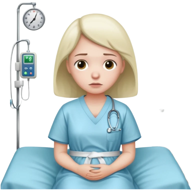 sad patient in hospital in hospital emoji