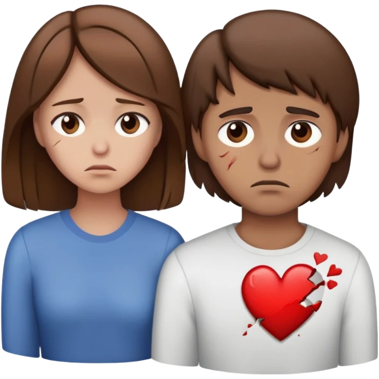 brown hair sad broken heart couple emoji