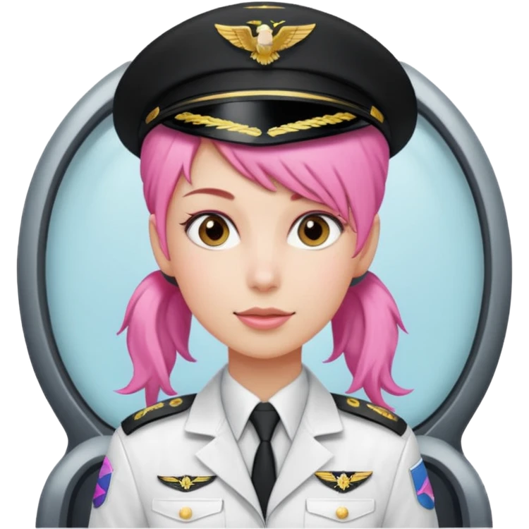 Commander Bloom – pink ponytail pilot in white uniform emoji