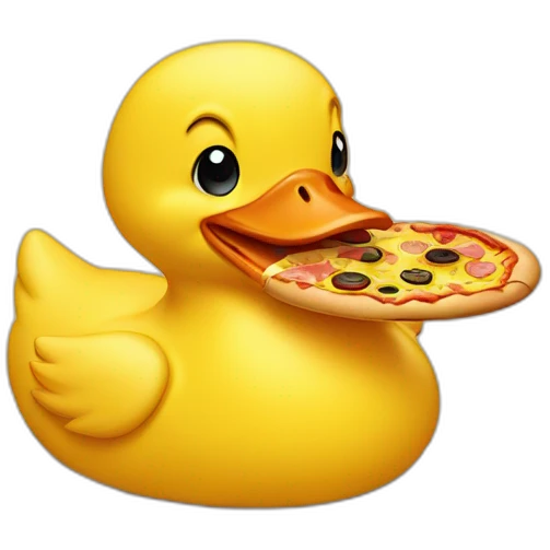 yellow duck frontal eating pizza emoji