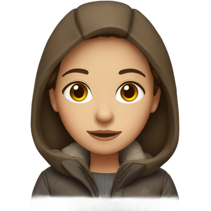 brown hair brown eyes girl wearing a winter jacket emoji