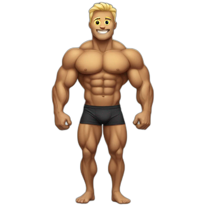 Bodybuilder with caterpillar legs emoji