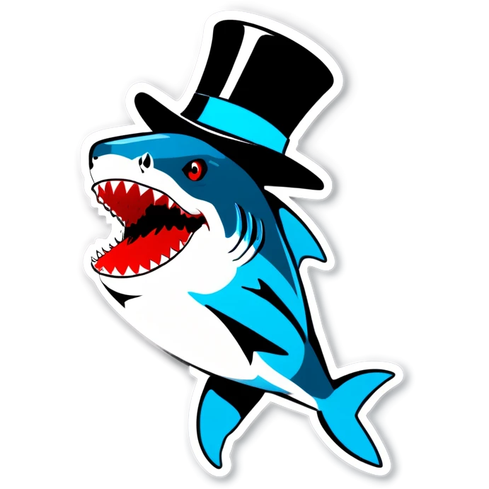 Shark with a top hat emoji