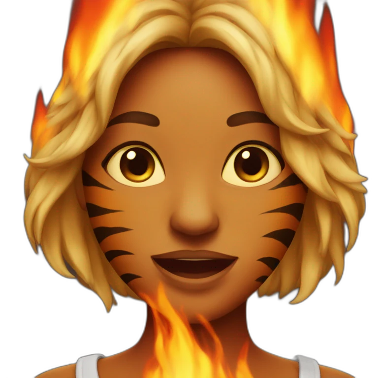 Tiger woman in fire emoji