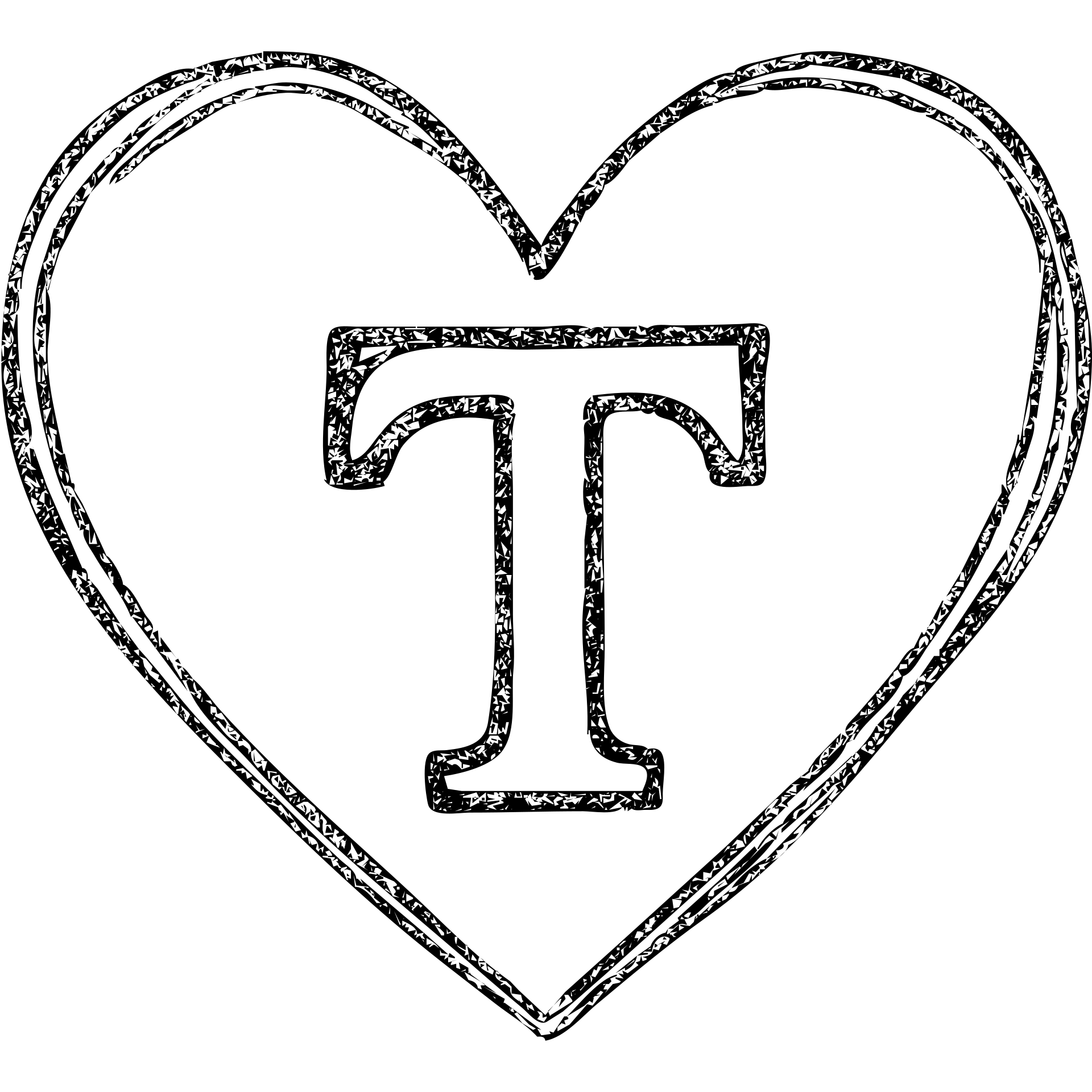 pink heart with a bold letter T in the center emoji