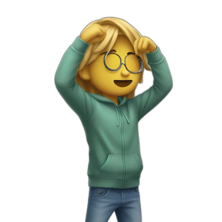 Quelqu’un qui fait le signe du dab emoji