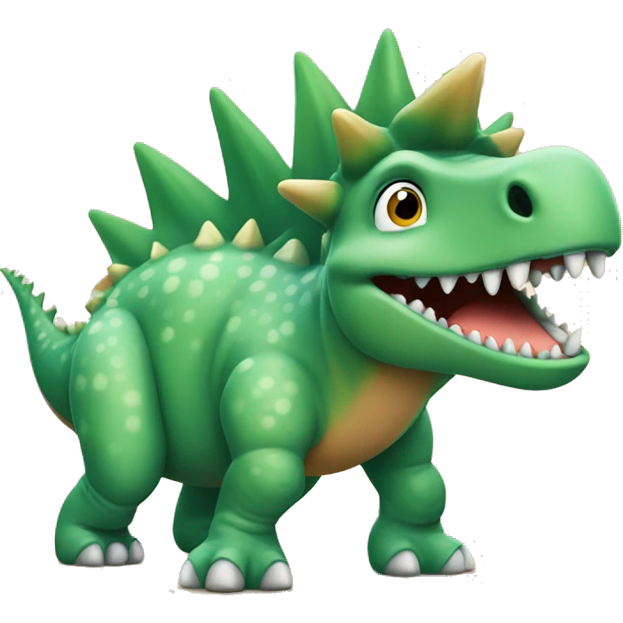 A stegosaurus dinosaur playing happily emoji