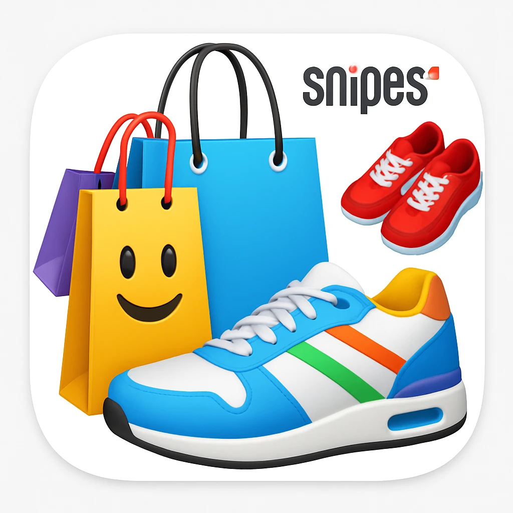 Add a rounded app icon border to the emoji, keeping the Snipes app logo style clear and central. The style should maintain the original emoji look with a clean and simple rounded border around it. emoji