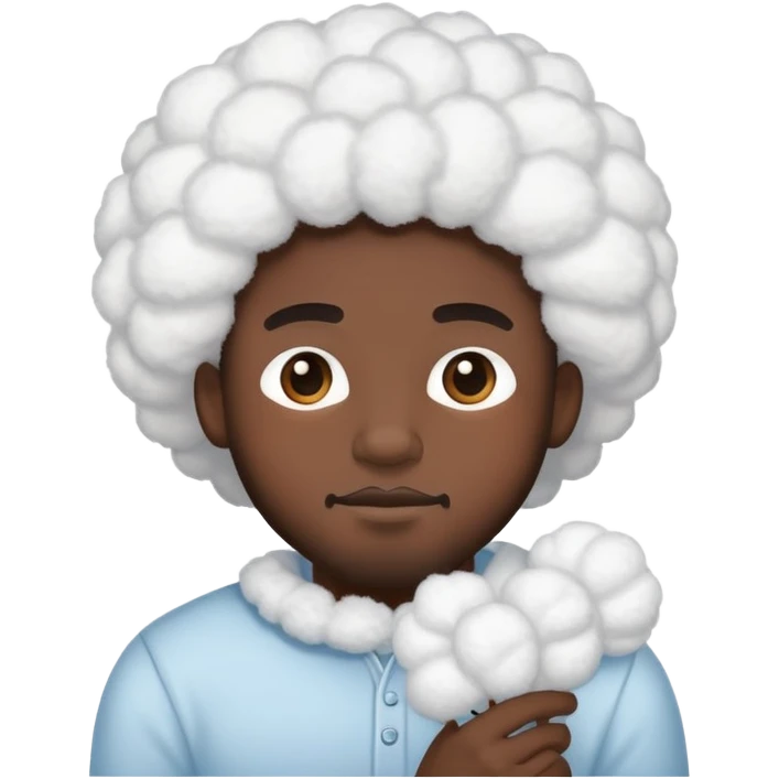 Black man with cotton emoji