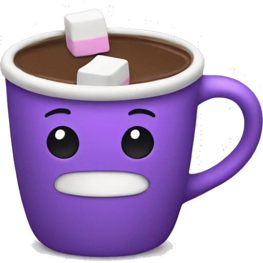 purple cup with hot chocolate and marshmallows  emoji