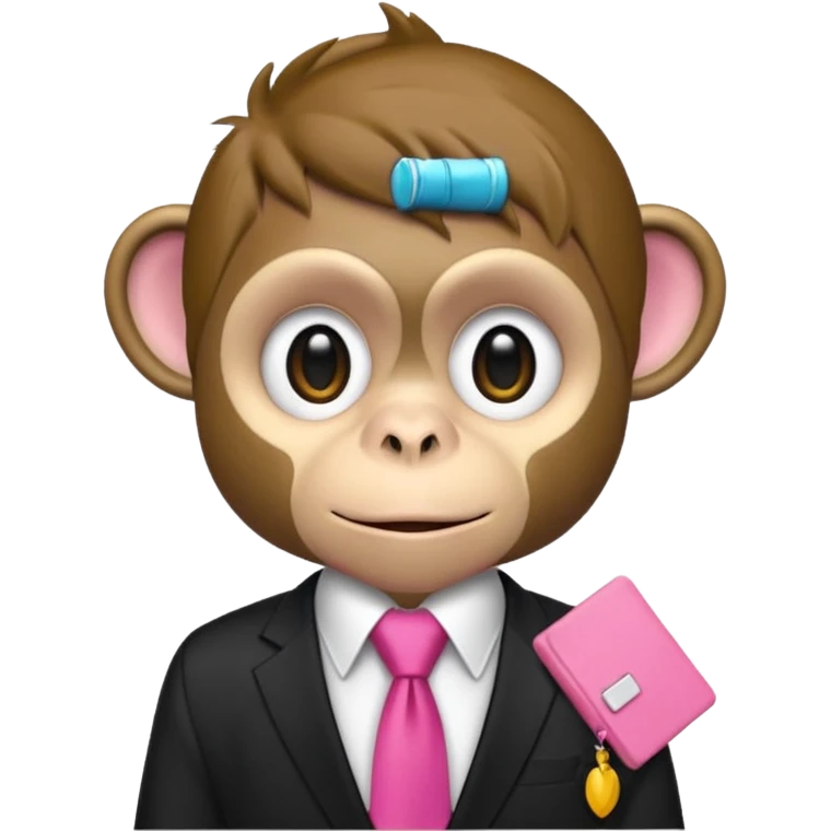  monkey with just piece black shirt,pink tie emoji