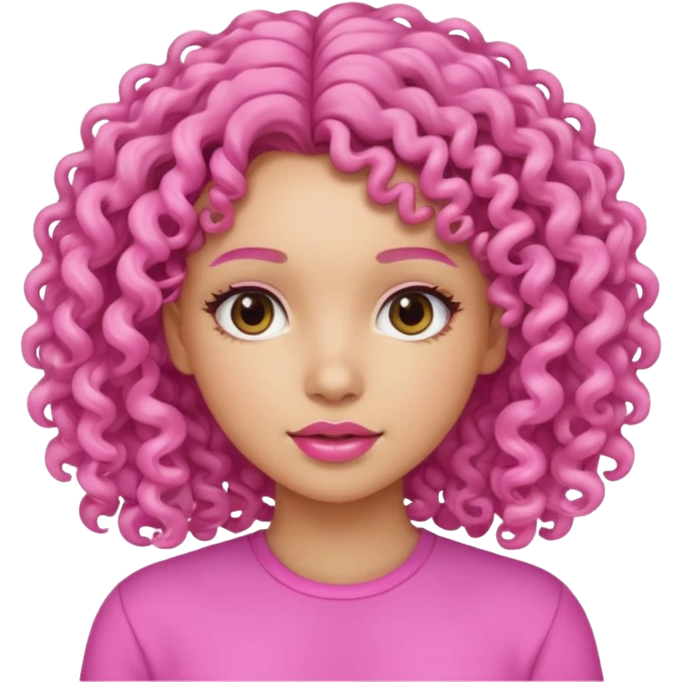 A beautiful girl with light skin, curly hair, and a pink vibe. emoji