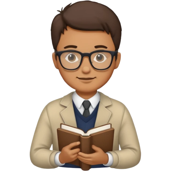 Nerd man wearing glasses with the book and computer emoji