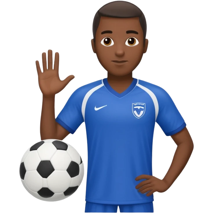 black soccer player man blue white jersey emoji