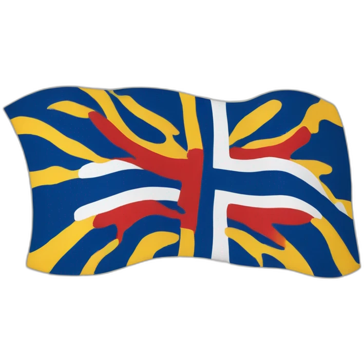 flag of Ingermanland yellow background with Scandinavian cross blue with red outline emoji