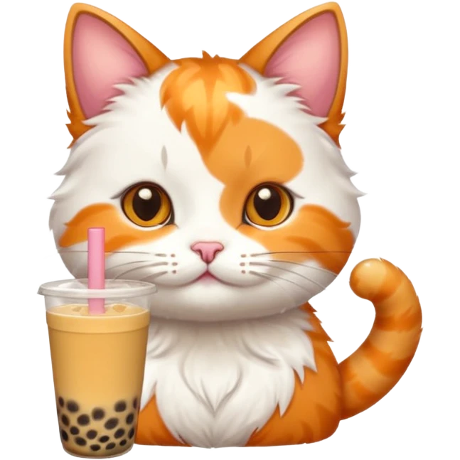 cat with bubble tea emoji