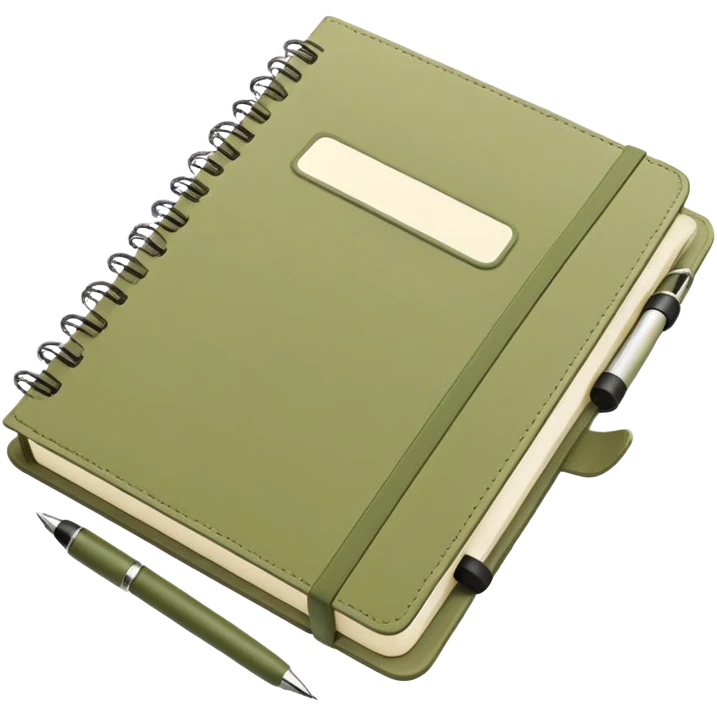Pale olive Planner open notebook with olive pen emoji
