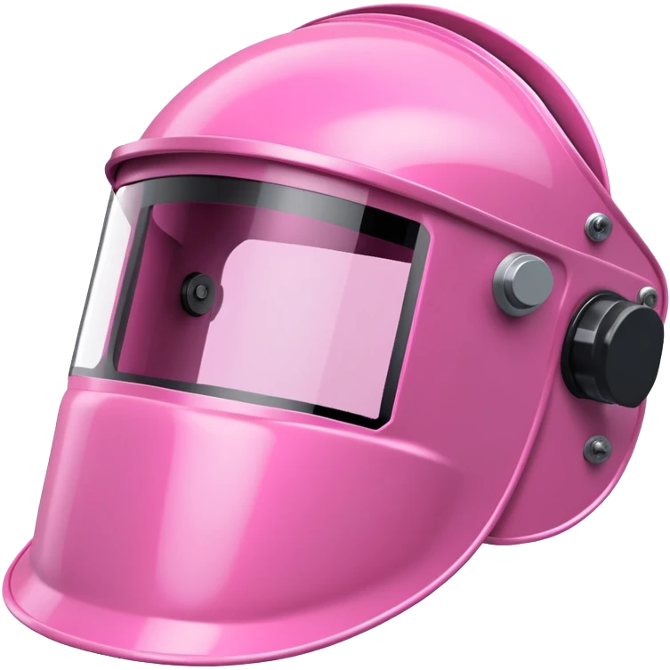 pink welding visor, full face protection with pink tinted viewing panel, protective gear emoji