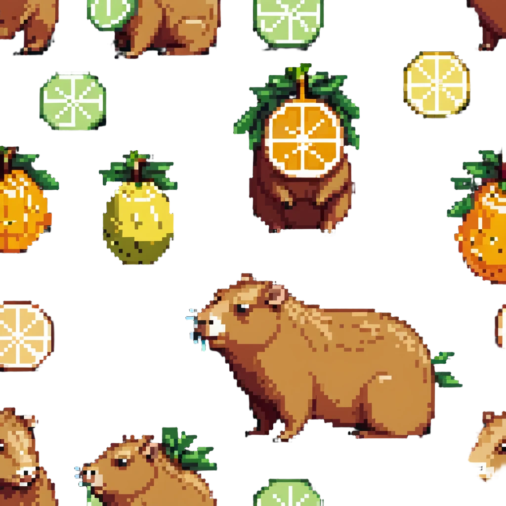 capybara with a citrus fruit on its head emoji