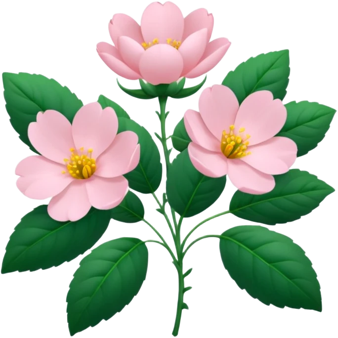 Aesthetic flowers and plants growing from the ground in colours of soft pink matching the deep green leaves (to describe/match with the word flourish) emoji
