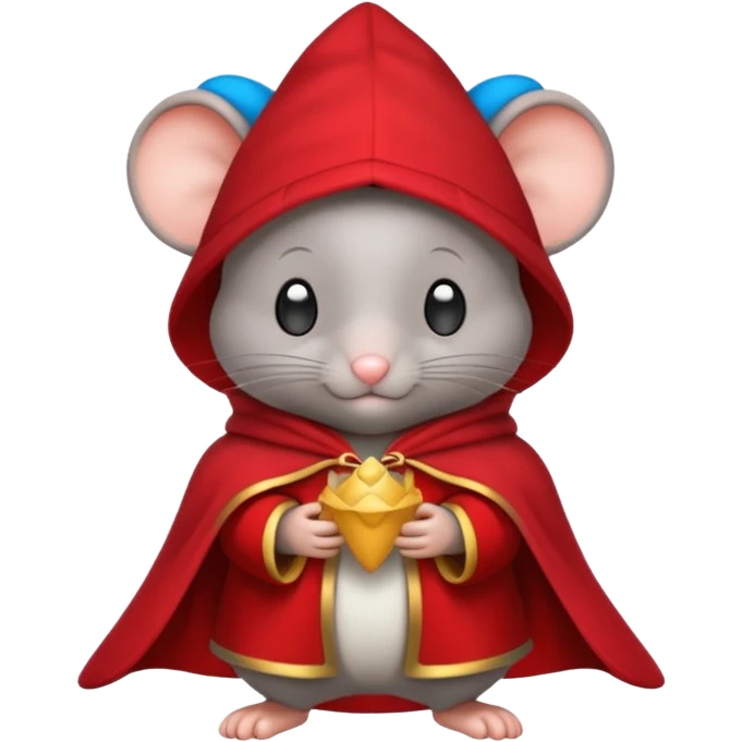 baby grey mouse, in magic red cloak emoji