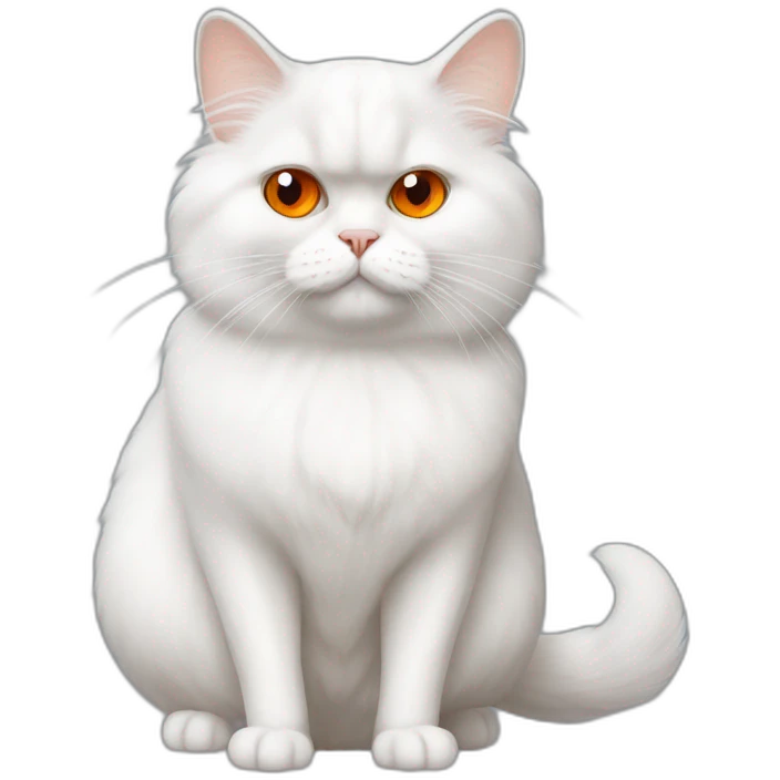 white persian chinchilla cat with orange eye who look stupid emoji