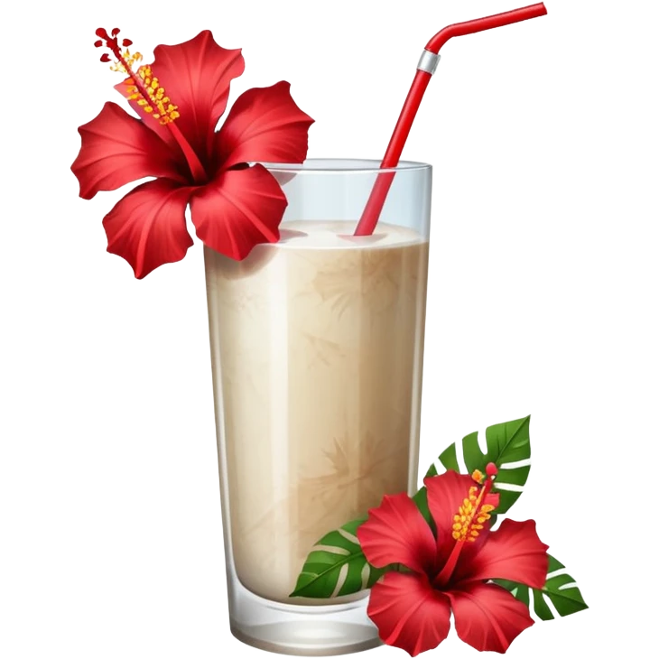 coconut drink with red flowers emoji
