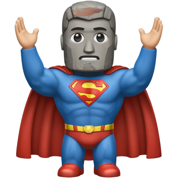 a moai emoji with a superman cape emoji